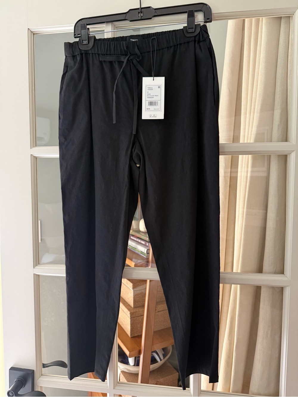 Theory Women’s Black Drawstring Tapered Pants